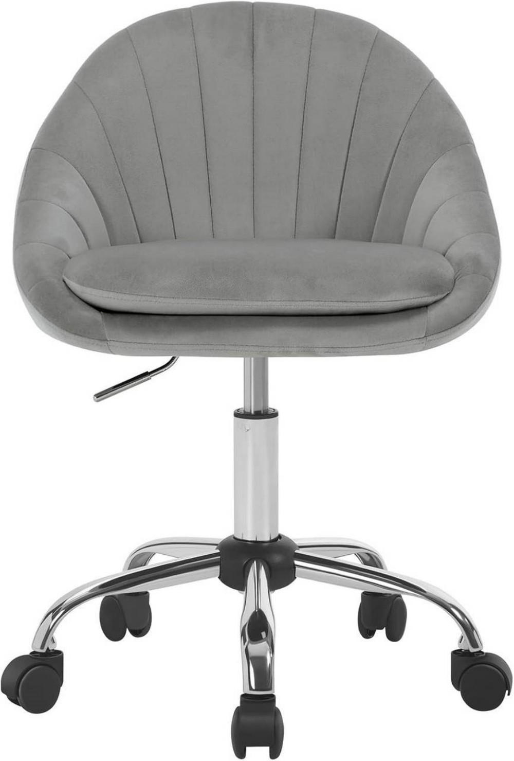 DREHSTUHL ergonomisch, Schminkstuhl, Samt, Hellgrau - Hellgrau/Schwarz, Textil/Metall (52/72/48cm) - Woltu