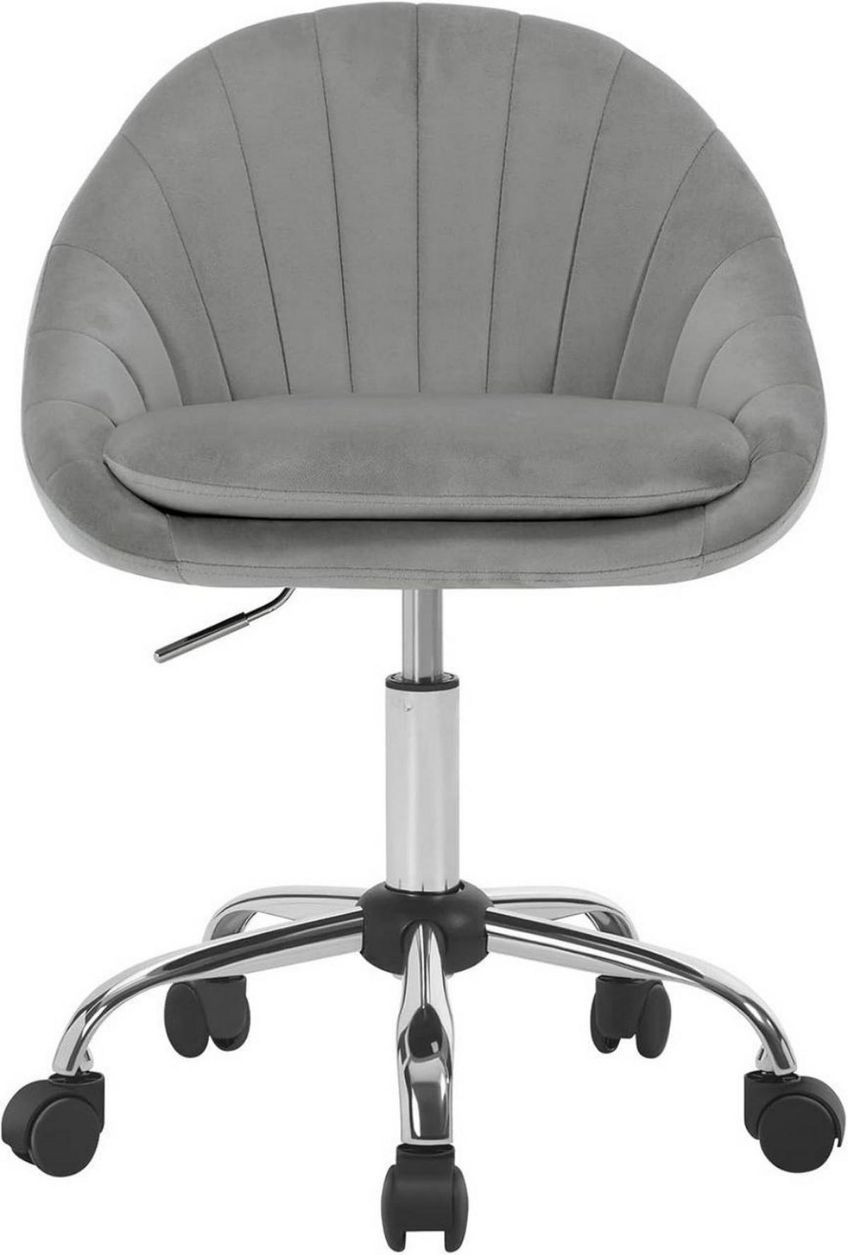 DREHSTUHL ergonomisch, Schminkstuhl, Samt, Hellgrau - Hellgrau/Schwarz, Textil/Metall (52/72/48cm) - Woltu