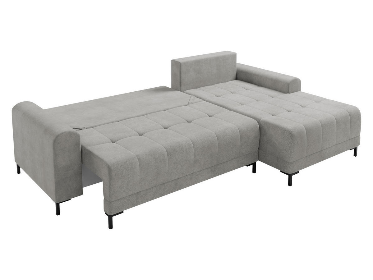 ECKSOFA Aris L, Seite: Links - Hellgrau/Schwarz, Holz/Textil (258/168cm) - MIRJAN24