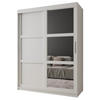 SCHWEBETÜRENSCHRANK 200/150/62 2-türig - Silberfarben/Weiß, Holz/Kunststoff (150/200/62cm) - MÖBEL KRYSPOL