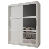 SCHWEBETÜRENSCHRANK 200/150/62 2-türig - Silberfarben/Weiß, Holz/Kunststoff (150/200/62cm) - MÖBEL KRYSPOL