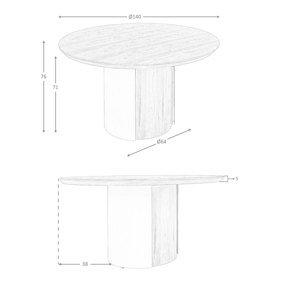 ESSTISCH runde Sand Walnuss 140/140/76 cm - Walnussfarben, Holz (140/140/76cm) - ANGEL CERDA