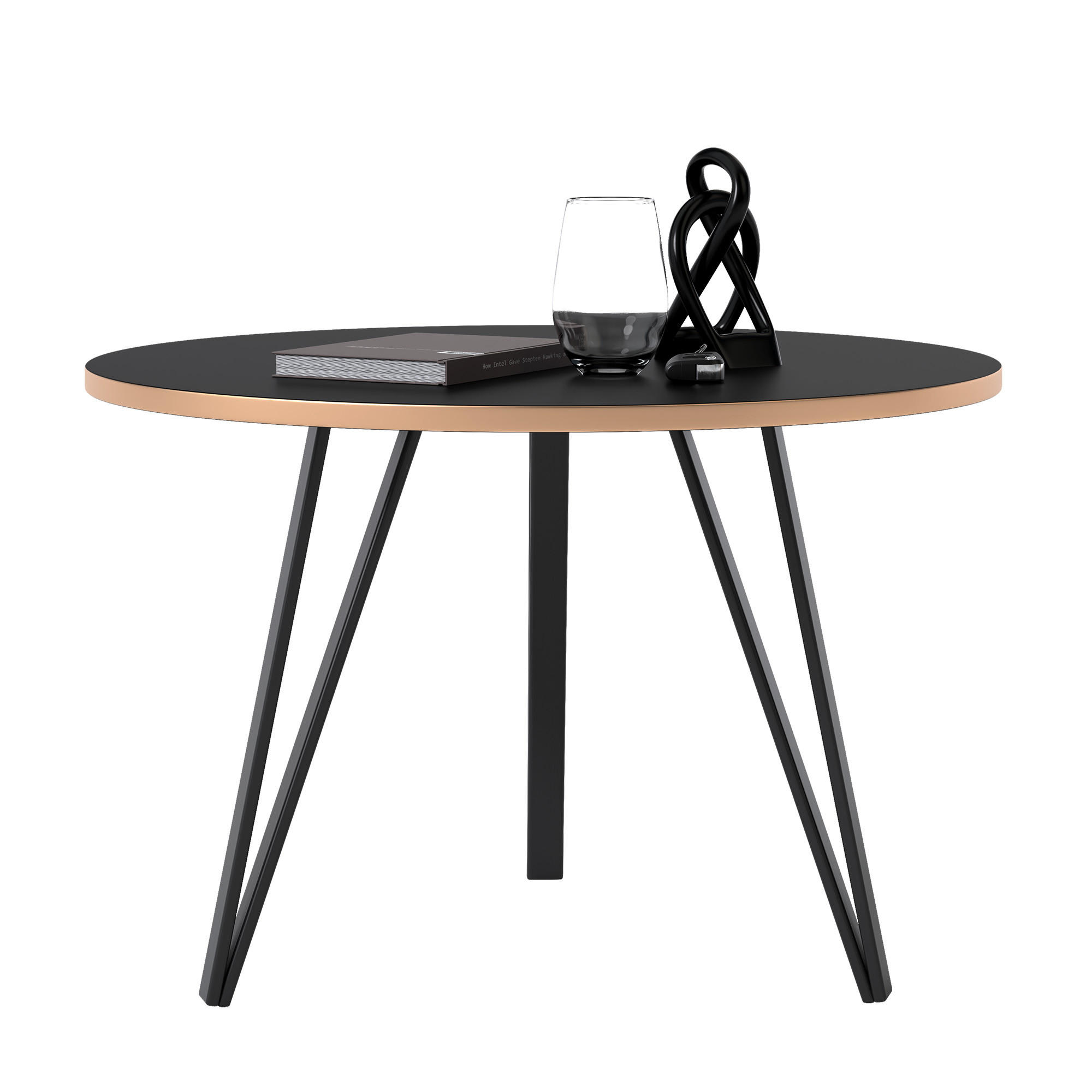 COUCHTISCH RIO mit goldener Kante – schwarz - Schwarz, Holzwerkstoff (67/67/45cm) - Idohome
