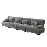 SOFA 406×77×81 cm aus Chenille modular 4-Sitzer, grau - Grau, Textil (77/81/406cm) - Luhomfu
