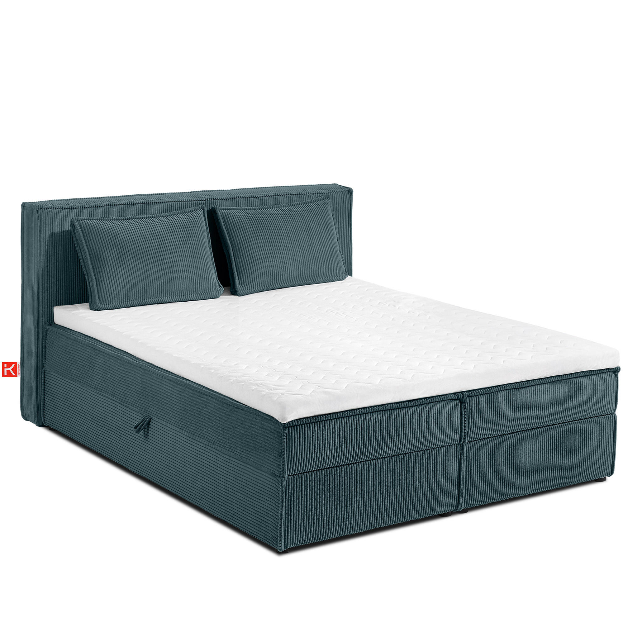 BOXSPRINGBETT ROTI mit Stauraum, blau - Blau/Schwarz, Holz/Holzwerkstoff (140/200cm) - KONSIMO®