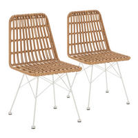 STUHL-SET 2 Aitana, Ratan/Weiß - Weiß, Kunststoff/Metall (48/85/61cm) - VS Venta-stock