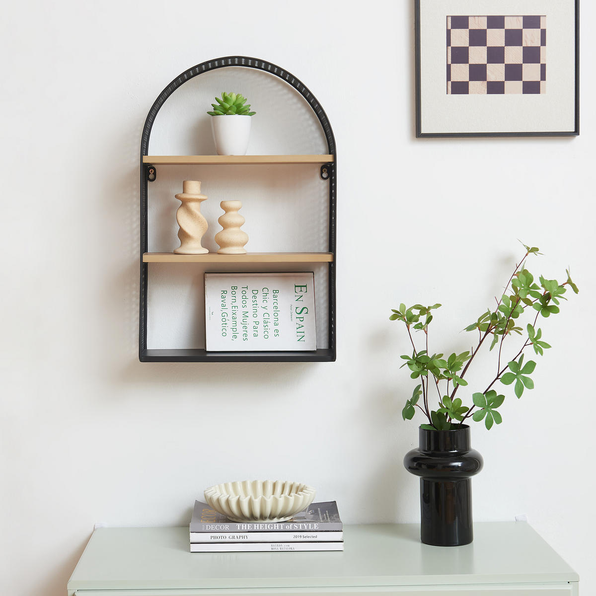 WANDREGAL Jäller II. - Schwarz, Holzwerkstoff/Metall (34.5/53/13.5cm) - [en.casa]