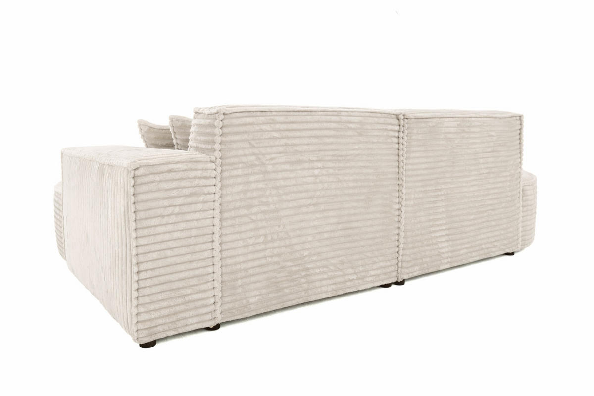 ECKSOFA L-Form, Cordstoff Velo, Ecru, Rechts, Modena Studio - Ecru, Holz (236/165cm) - Kaiser Möbel