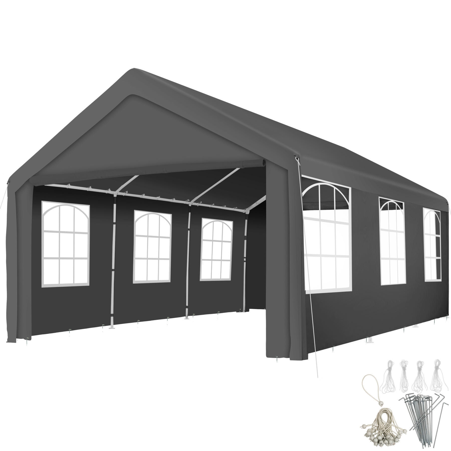 PAVILLON Jasko,inklusive Spannseilen und Heringen,grau - Grau, Kunststoff (400/315/600cm) - tectake