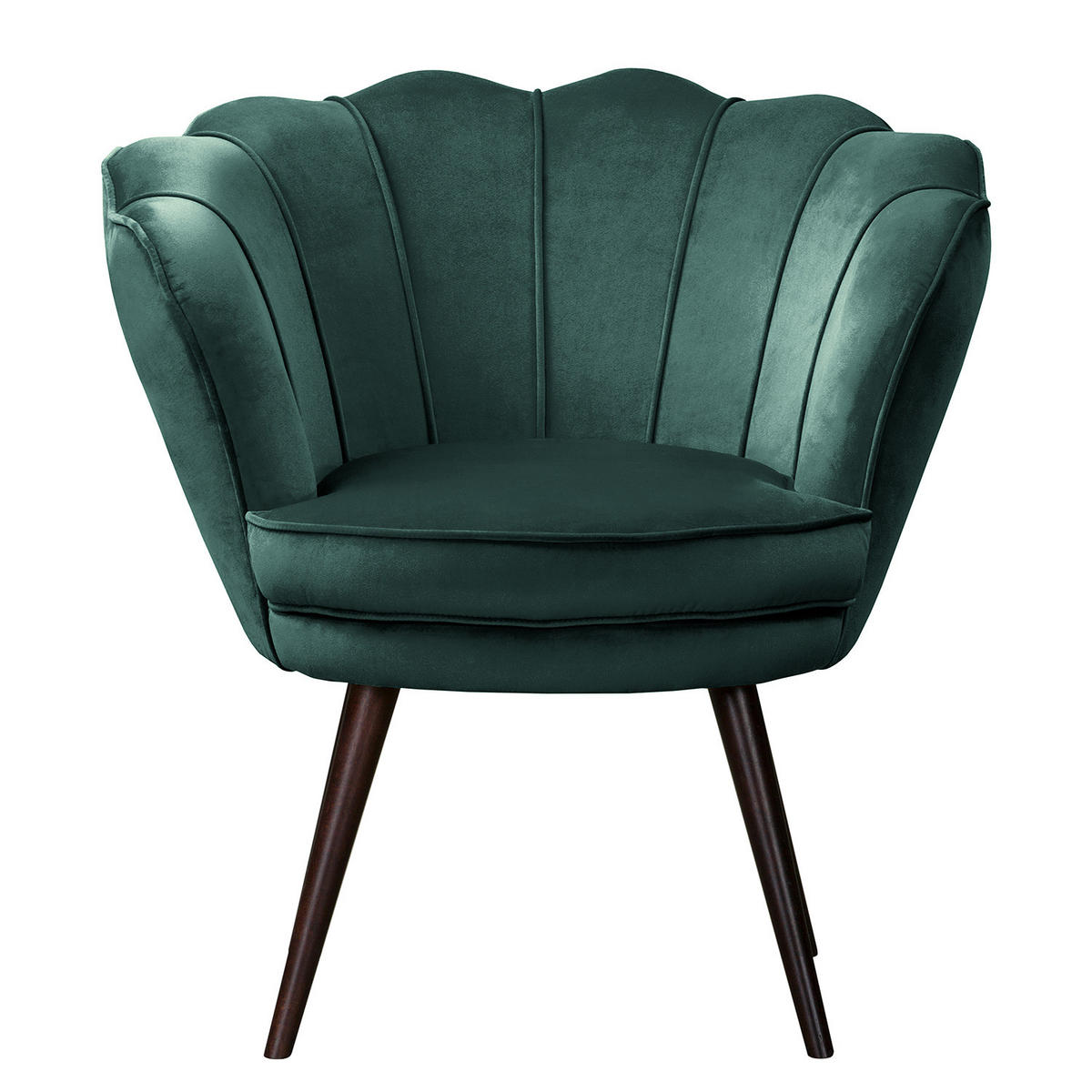 SESSEL - Samt, Füße Dunkel - Dunkelbraun/Petrol, Birkenholz/Textil (75/74/75cm) - home24