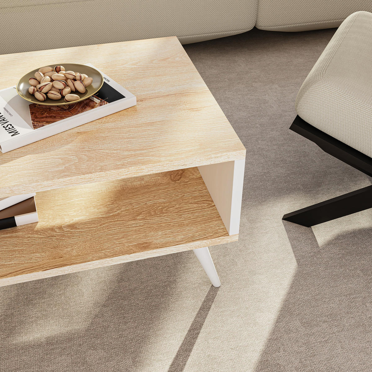 COUCHTISCH Lycksele 90/45/40 - Eichefarben, Holzwerkstoff/Kunststoff (45/90/40cm) - [en.casa]