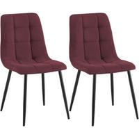 STUHL 2 Cord Bordeauxrot - Bordeaux/Schwarz, Textil/Metall (45/84/55cm) - CLP
