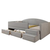 POLSTERBETT 90/190 cm aus Samt mit Schubladen und Stufen, Hellgrau - Türkis, Textil (90/190cm) - OKMYHOME