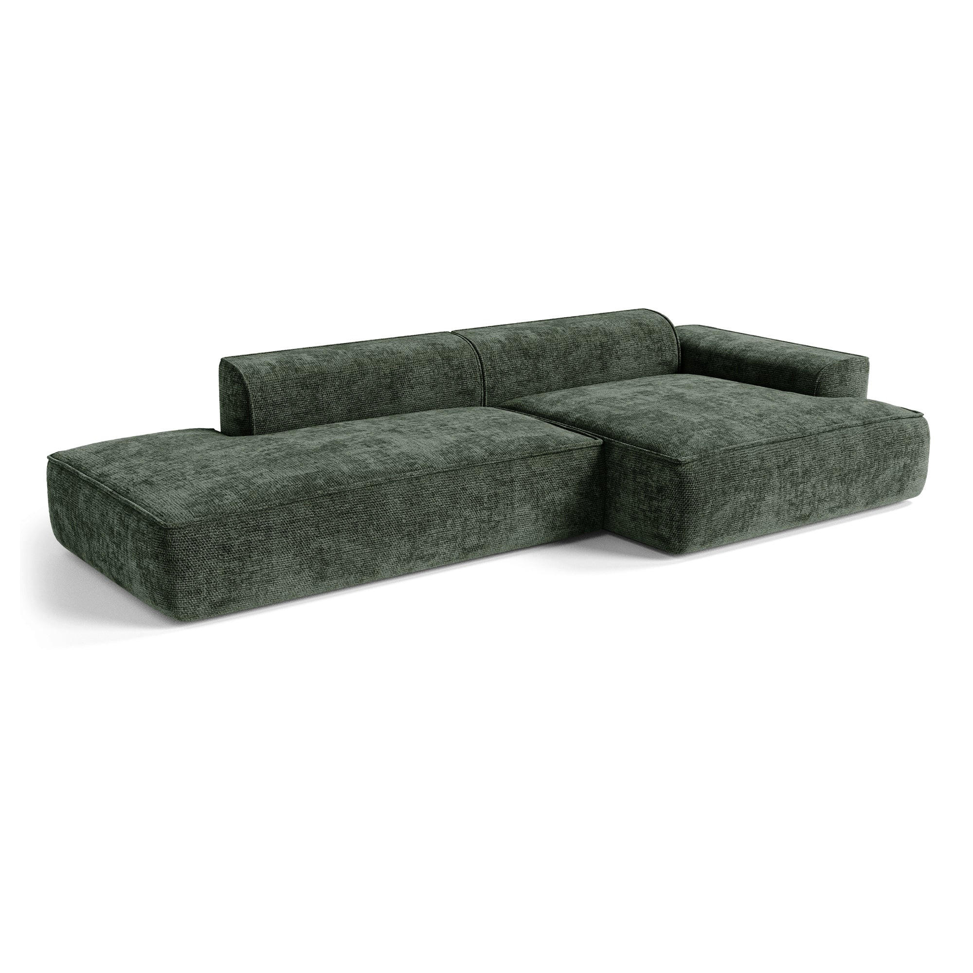 ECKSOFA rechtwinklig HANA Strickvelours Olivgrün 300cm - Olivgrün/Grün, Textil (300/155cm) - Premium Interiors