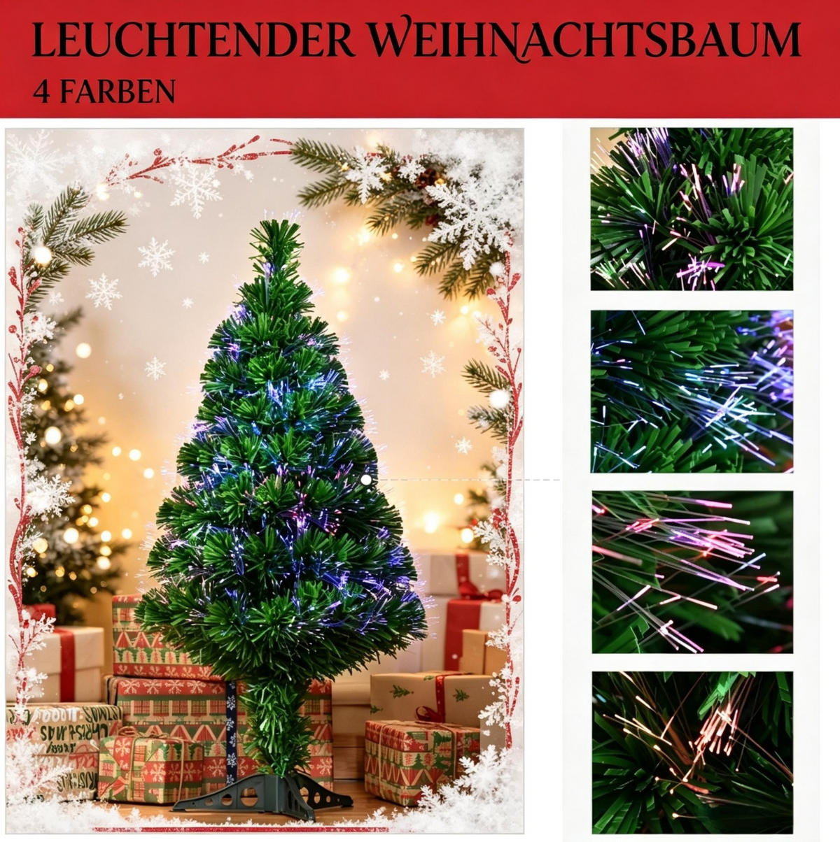 WEIHNACHTSBAUM 90 cm aus PVC mit mehrfarbiger Faseroptik, Grün - Grün, Kunststoff (90cm) - OKMYHOME