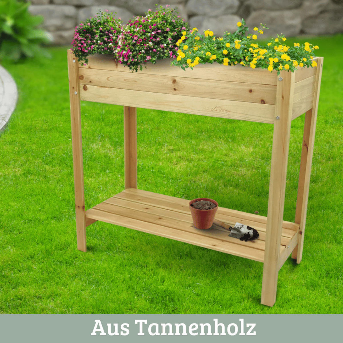 HOCHBEET Balkon Holz KLEO Inkl. Vlies Natur - Braun, Holz (80/78/37cm) - DELUKE