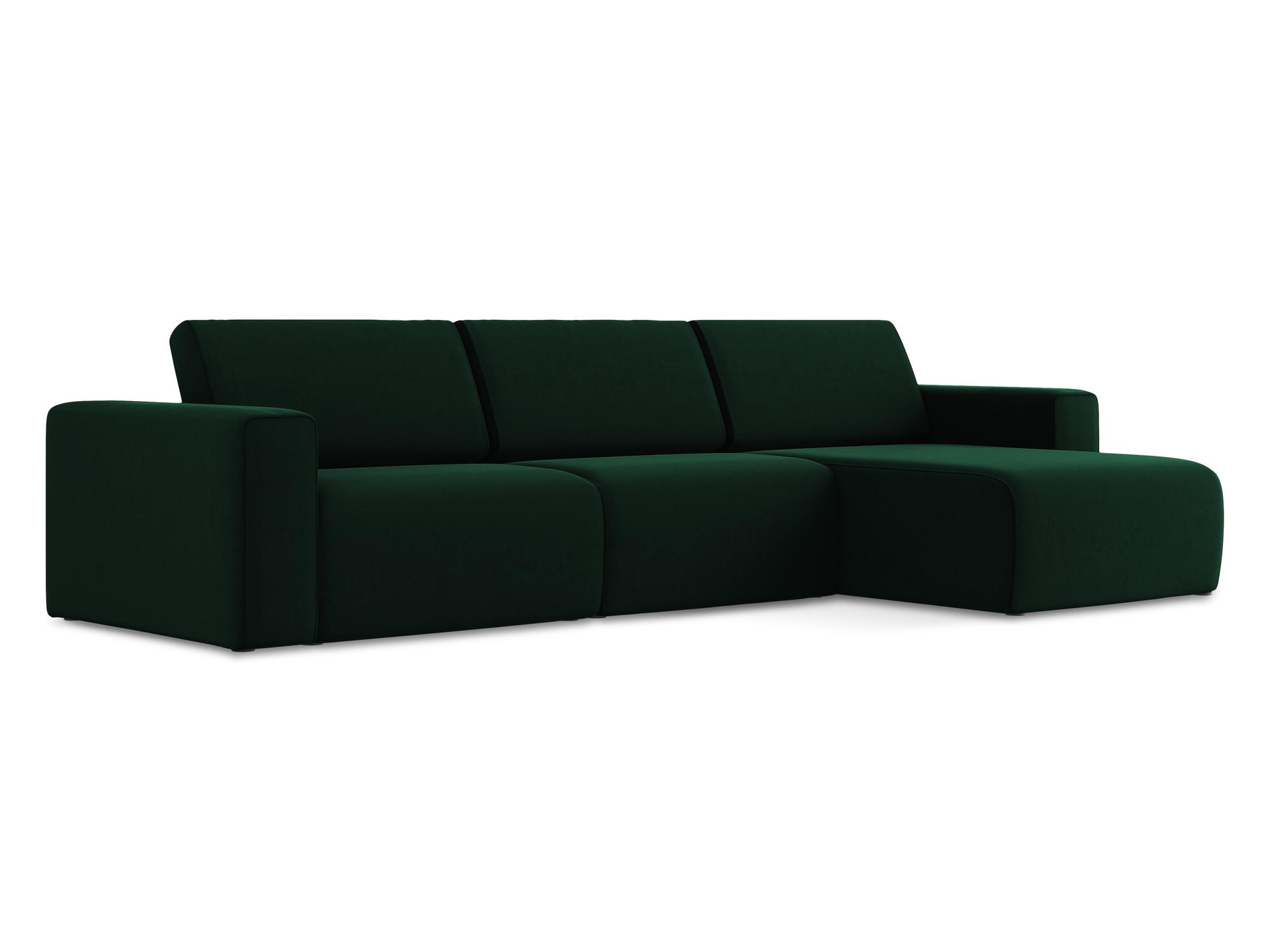 ECKSOFA Rechts Samt Stoff Grün - Blau/Dunkelgrün, Kunststoff/Textil (314/167cm) - Makamii