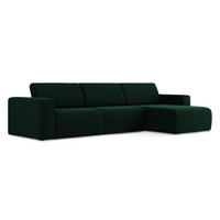 ECKSOFA Rechts Samt Stoff Grün - Blau/Dunkelgrün, Kunststoff/Textil (314/167cm) - Makamii