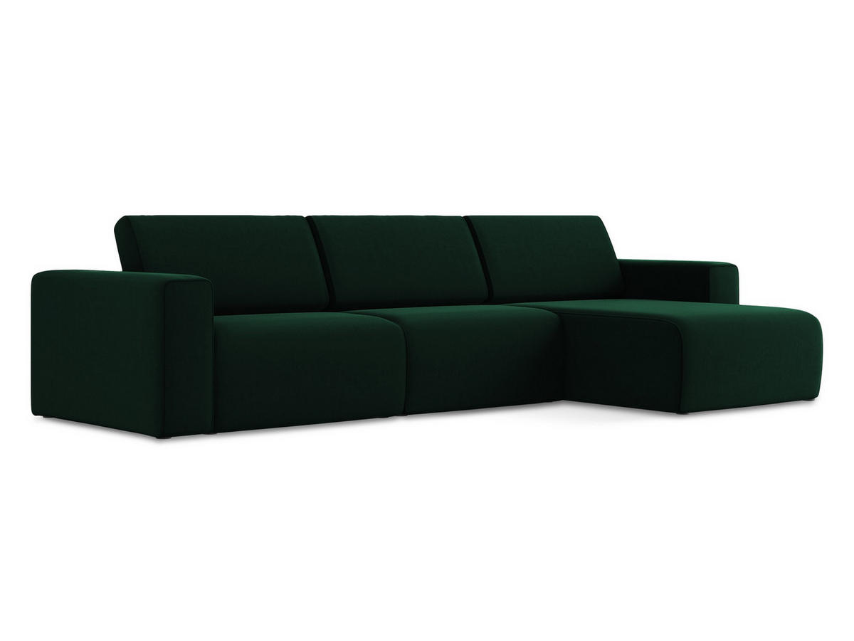 ECKSOFA Rechts Samt Stoff Grün - Blau/Dunkelgrün, Kunststoff/Textil (314/167cm) - Makamii