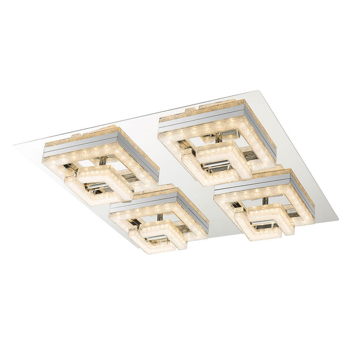 LED DECKENLEUCHTE RENLY Chrom Klar - Silberfarben, Metall (48/48/9cm) - Globo Lighting