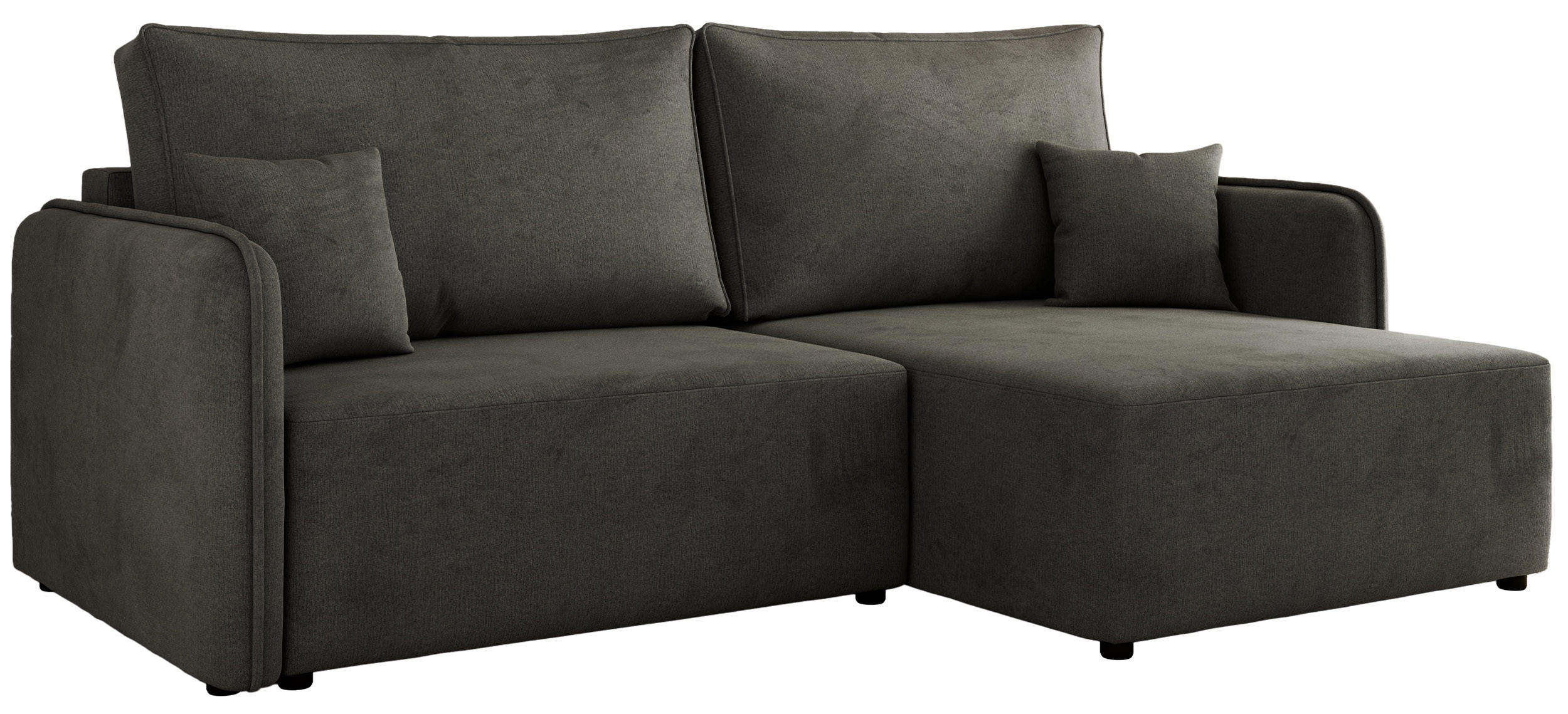 ECKSCHLAFSOFA MESTO L Dunkelgrau Velvet - rechts - Dunkelgrau/Schwarz, Kunststoff/Textil (147/227cm) - MKS