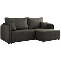 ECKSCHLAFSOFA MESTO L Dunkelgrau Velvet - rechts - Dunkelgrau/Schwarz, Kunststoff/Textil (147/227cm) - MKS