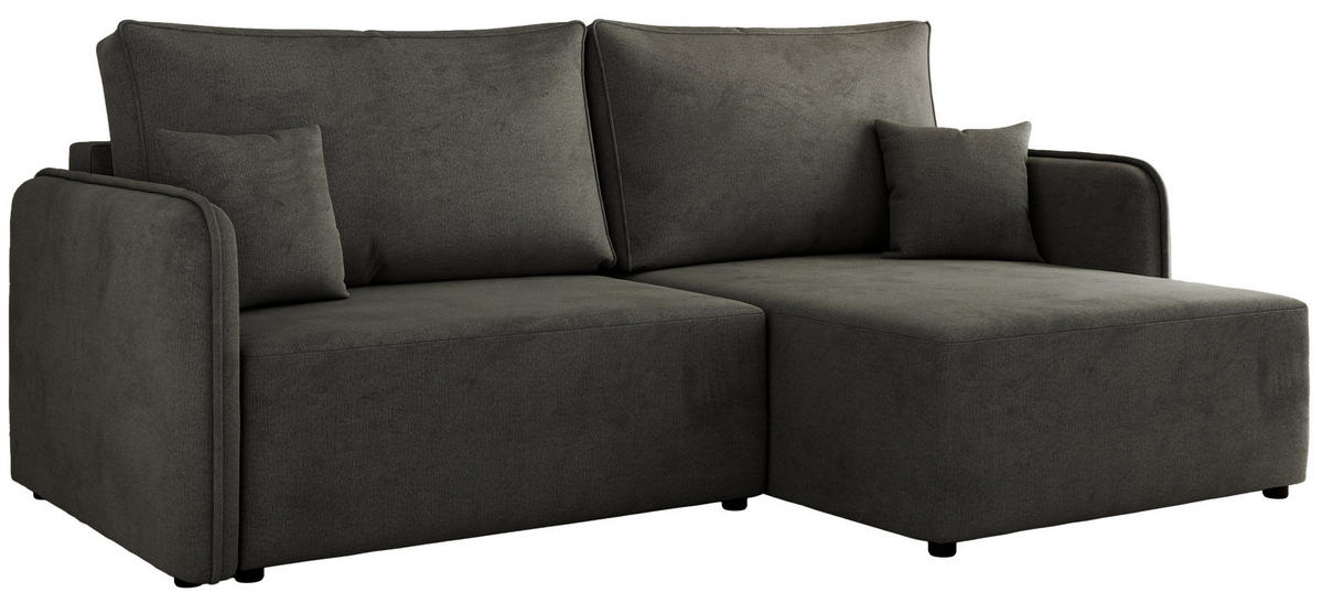ECKSCHLAFSOFA MESTO L Dunkelgrau Velvet - rechts - Dunkelgrau/Schwarz, Kunststoff/Textil (147/227cm) - MKS