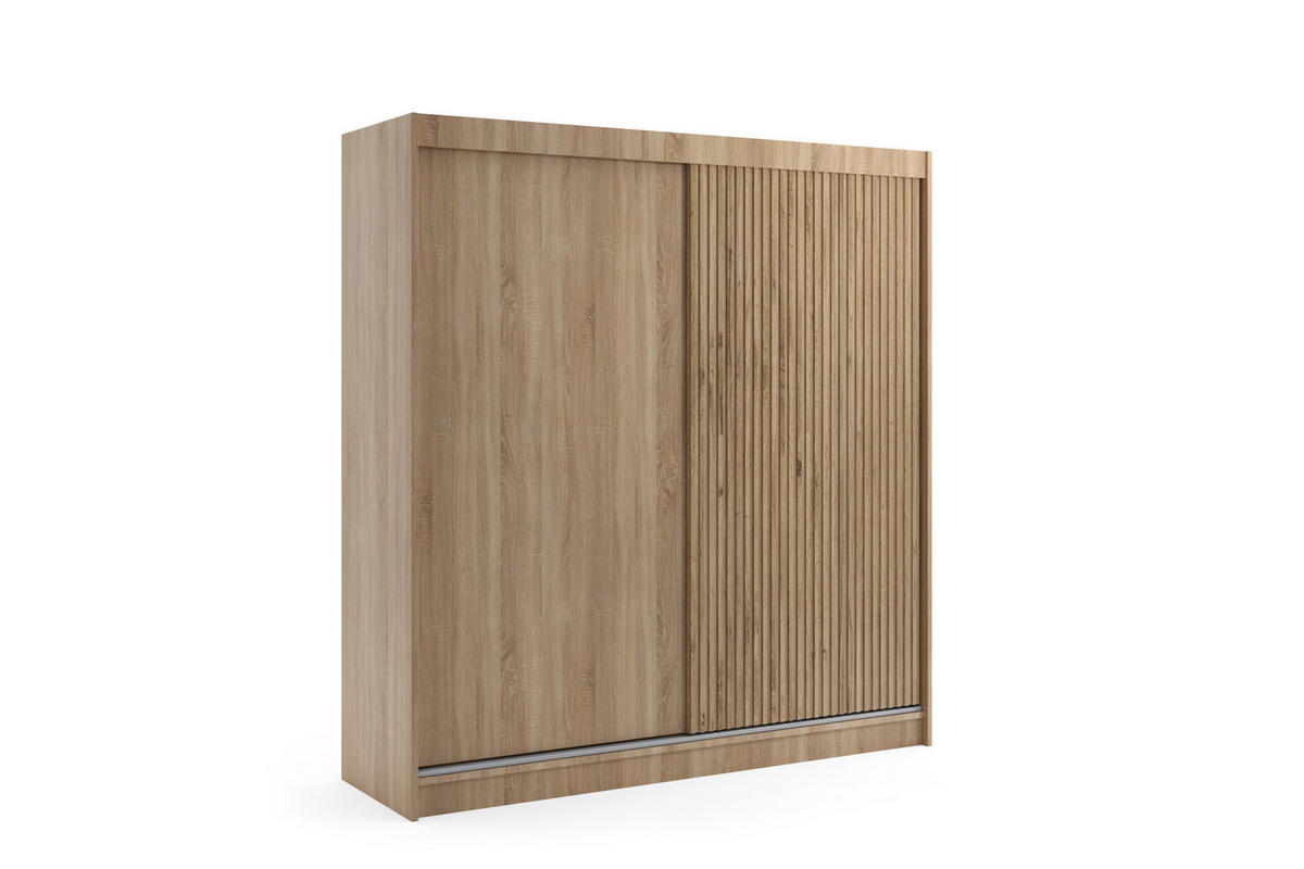 KLEIDERSCHRANK VILAN mit Lamel/LED - 200 cm - Sonoma Eiche|Eichefarben - Eichefarben/Sonoma Eiche, Holzwerkstoff (200/215/61cm) - ALTDECOR