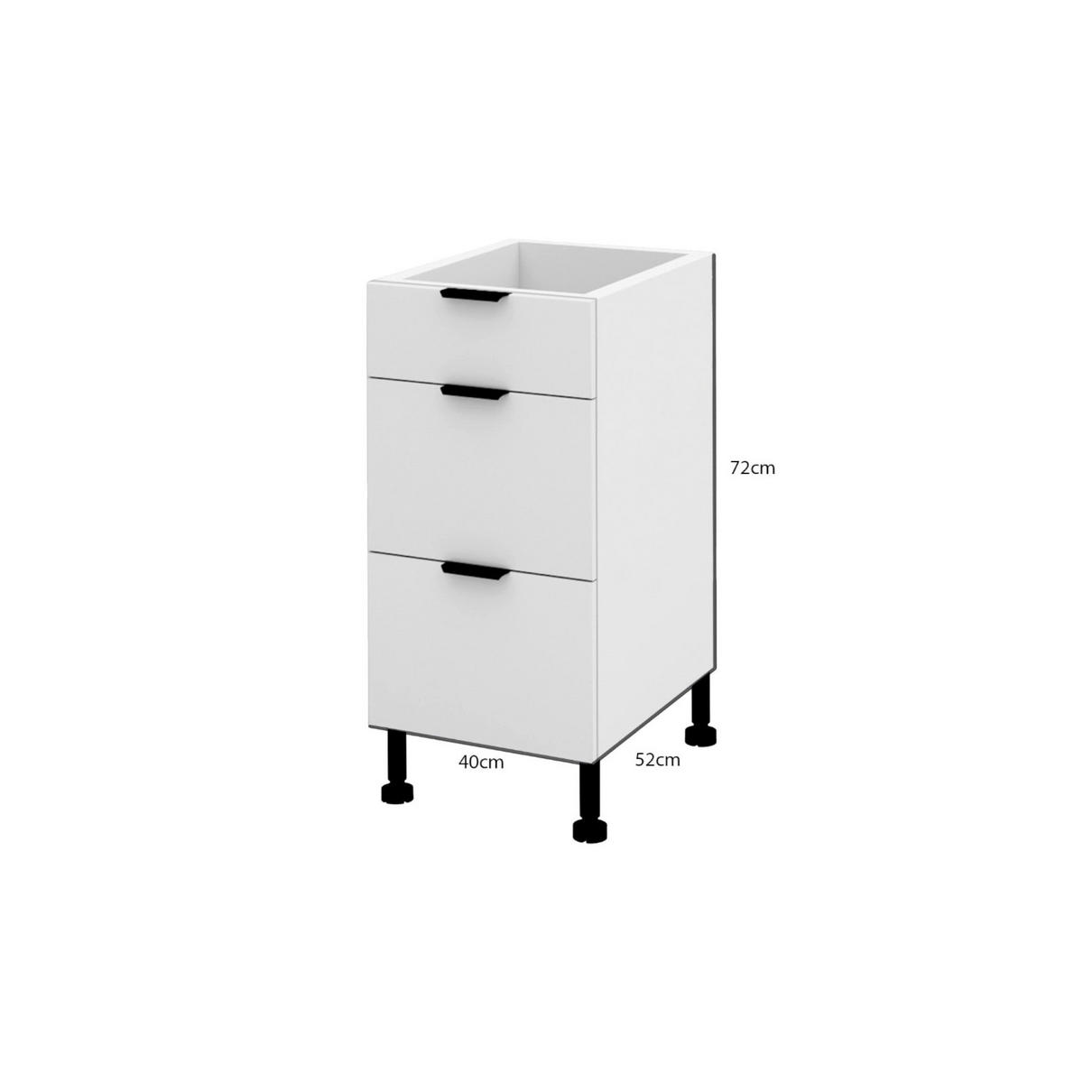 SCHUBLADENSCHRANK – 40 cm – KU-D40S3 – Lunara – Weiß Hochglanz - Weiß Hochglanz, Holzwerkstoff (40/72/52cm) - hi-markt