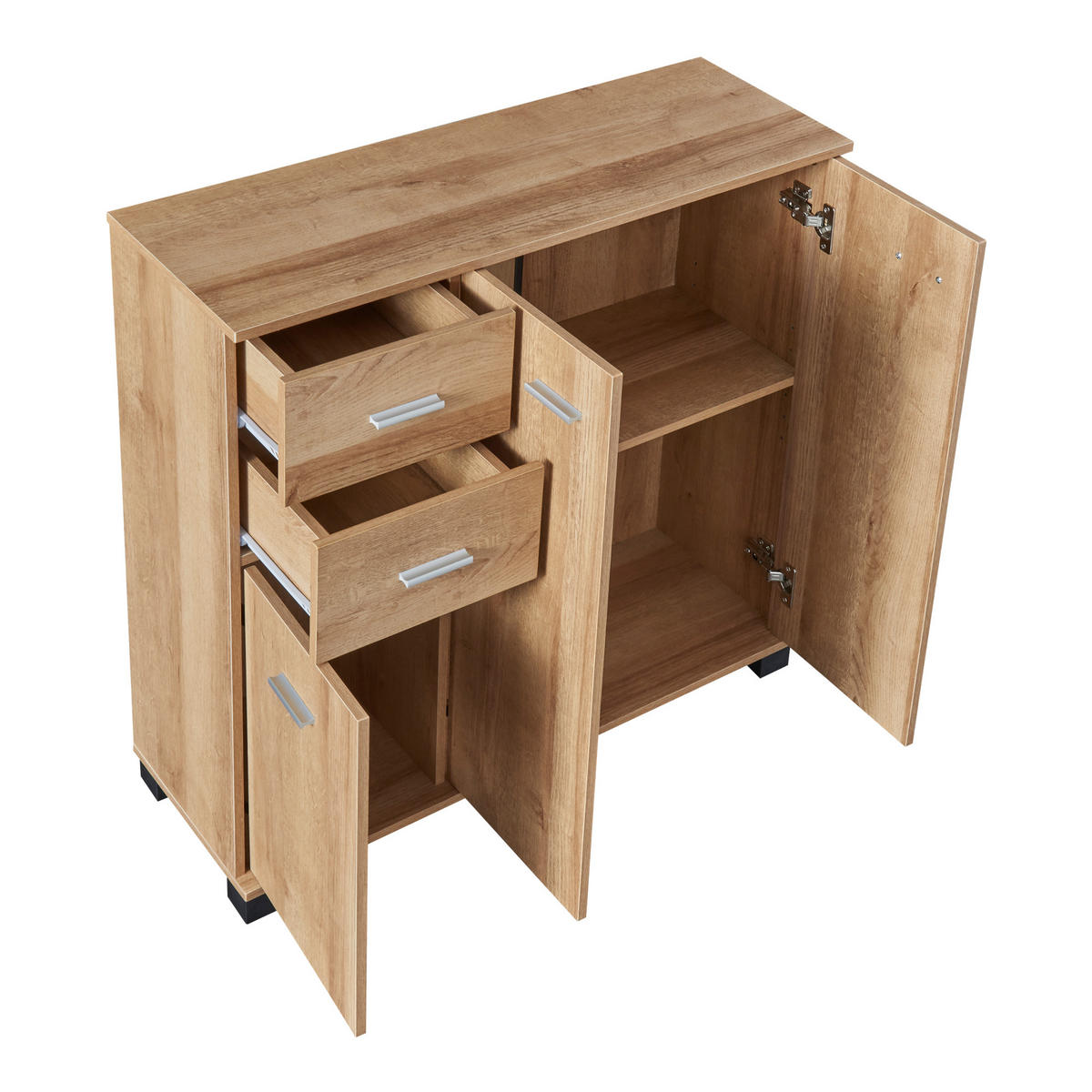SIDEBOARD Crimla - Eichefarben, Holzwerkstoff (80/76/28cm) - [en.casa]