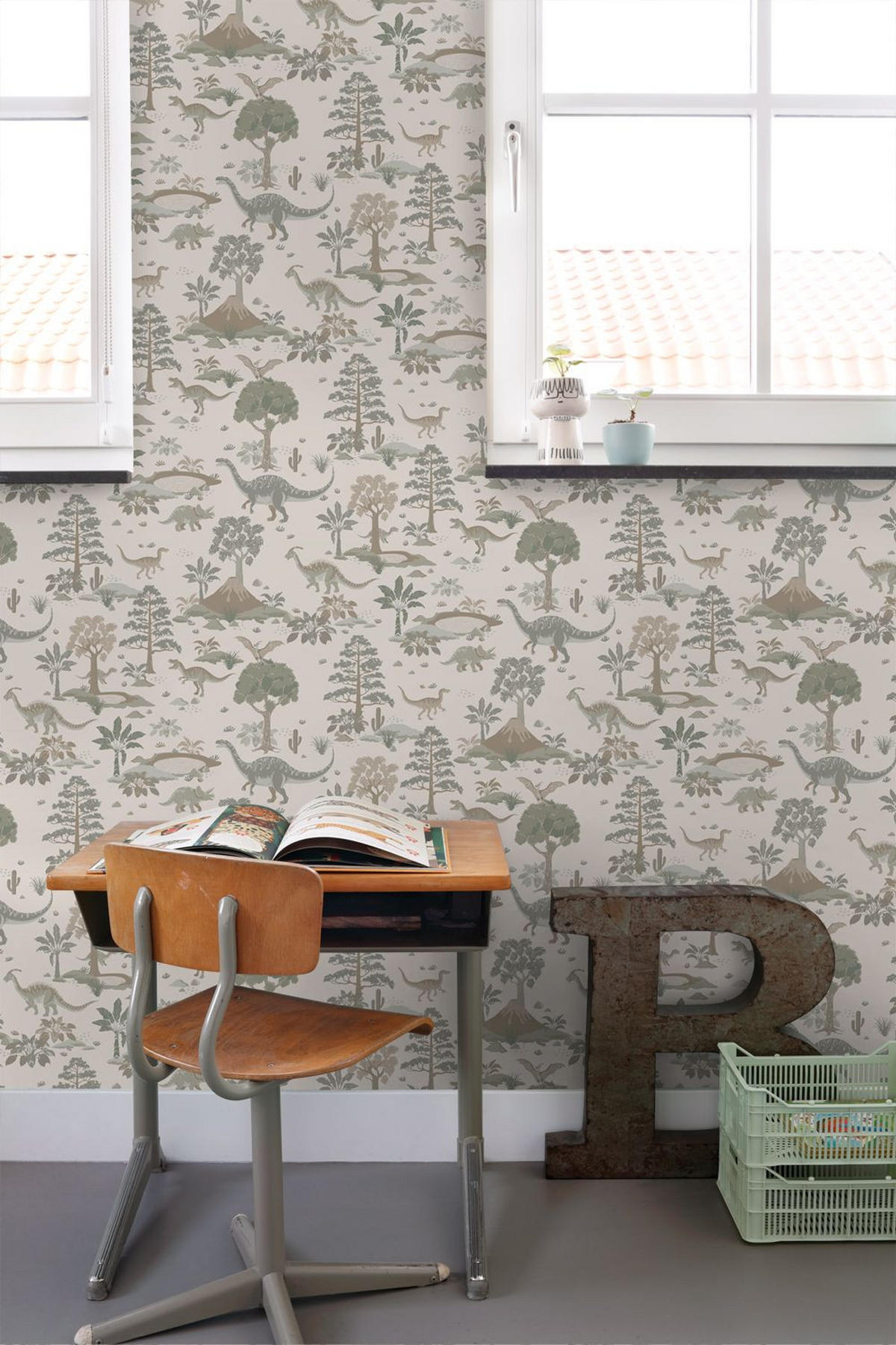 TAPETE Dinosaurier 50 x 900 cm - Grau, Papier (50/0.1cm) - ESTAhome