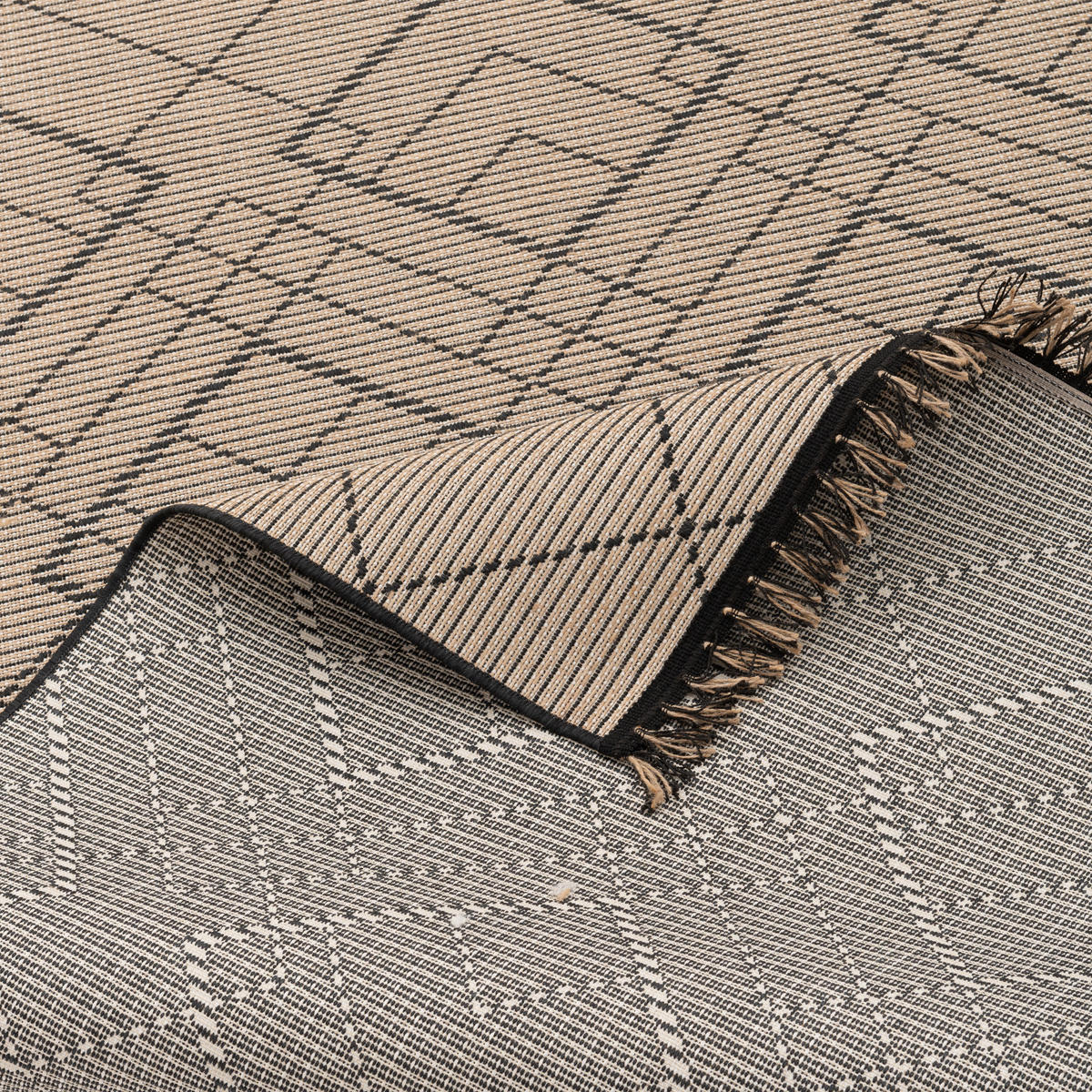 JUTE NATUR ETHNO STYLE TEPPICH ORIGIN RAUTEN - Beige, Textil (120/170cm) - Pergamon