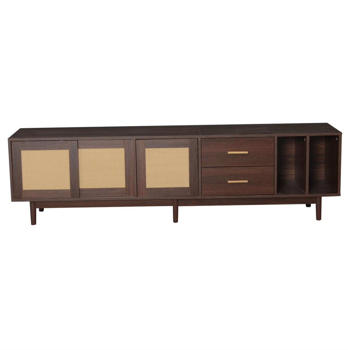 LOWBOARD 190/40/52 cm aus MDF mit Rattanfronten und 2 Schubladen Braun - Braun, Holzwerkstoff (190/52/40cm) - Modenvie