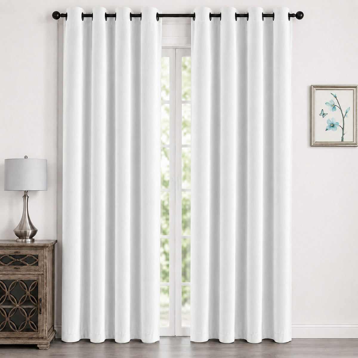 VORHANG Ösen Samt 300/245 cm Weiß - Weiß, Textil (300/245/245cm) - TiborTex