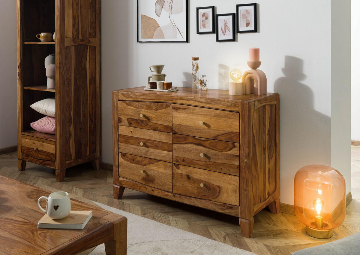 SIDEBOARD Sheesham 110x45x80 braun lackiert ANCONA #120 - Braun, Holz (110/80/45cm) - Massivmoebel24