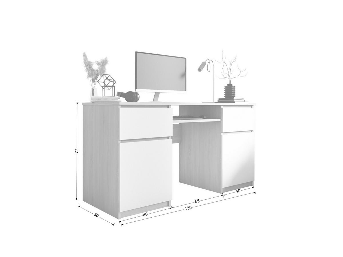 SCHREIBTISCH: 2 Schubladen, Mattschwarz / Glanzschwarz, 135 x 77 x 50 cm - Schwarz Hochglanz/Schwarz, Holzwerkstoff (50/135/77cm) - 3XE LIVING
