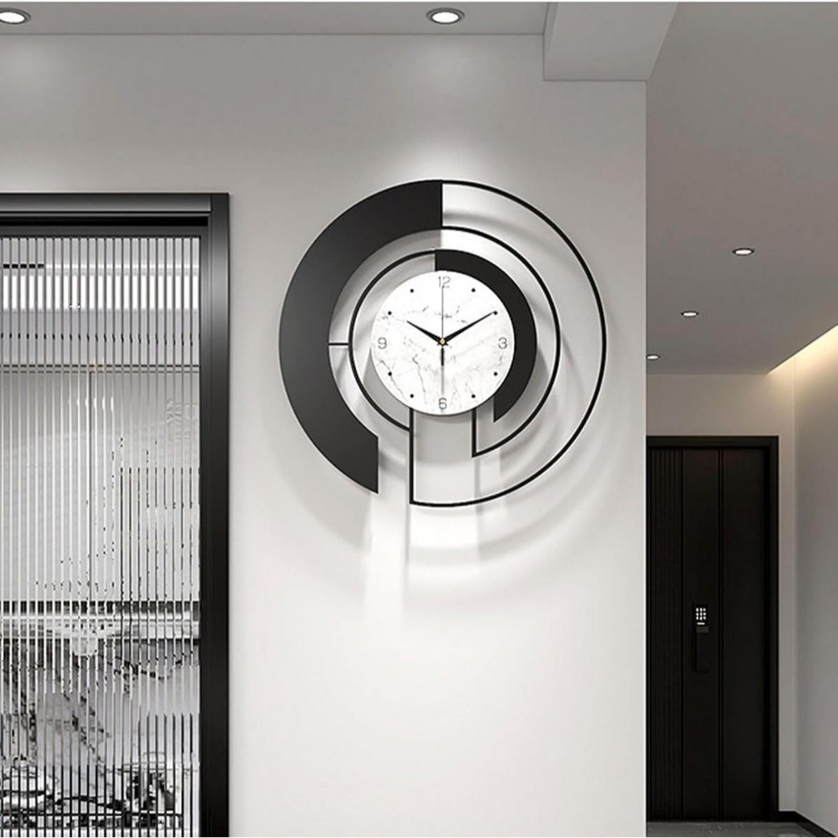 WANDUHR Modern, Leise, Batteriebetrieben, 45cm, Schwarz - Schwarz, Metall (46/5/46cm) - Authentics