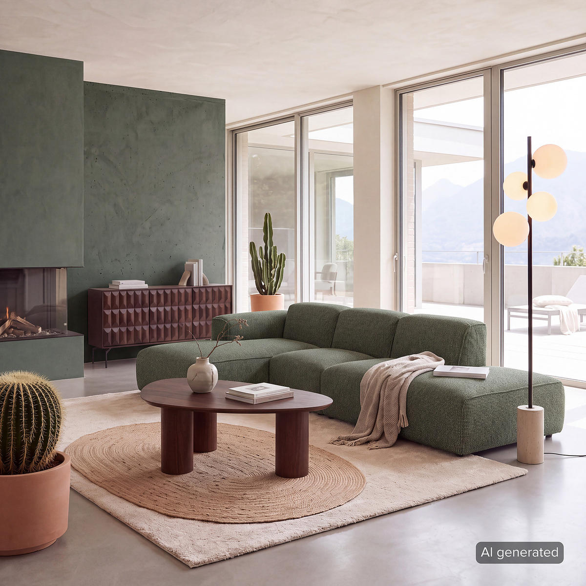 ECKSOFA mit Chaiselongue - Schwarz/Grün, Kunststoff/Textil (290/173cm) - home24