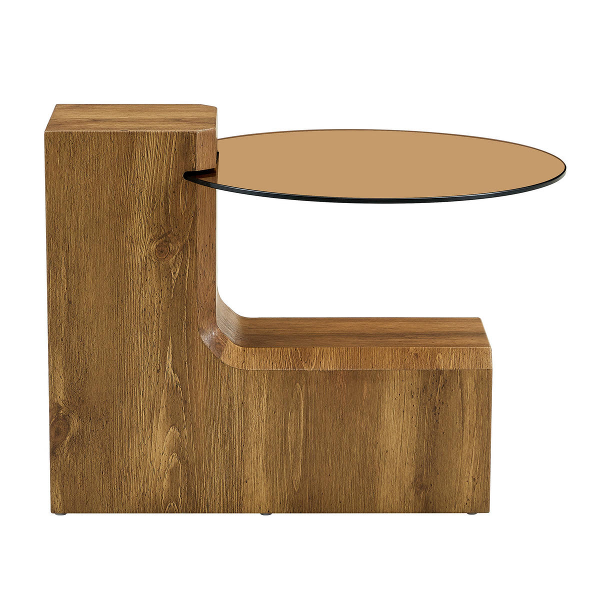 COUCHTISCH 2er-Set trennbar rund Ø 61 cm MDF Holzoptik Glas Braun - Braun, Glas (61/61/30cm) - Meubliv