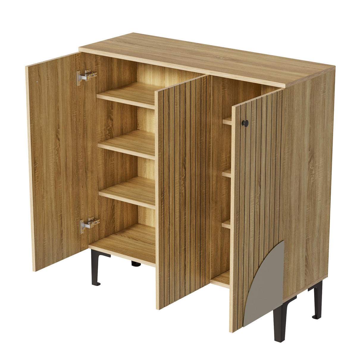 SCHUHSCHRANK 90/32/94 cm Holzfarbe aus PB mit 3 Türen und Ablage - Naturfarben, Holzwerkstoff (90/94/32cm) - OKWISH
