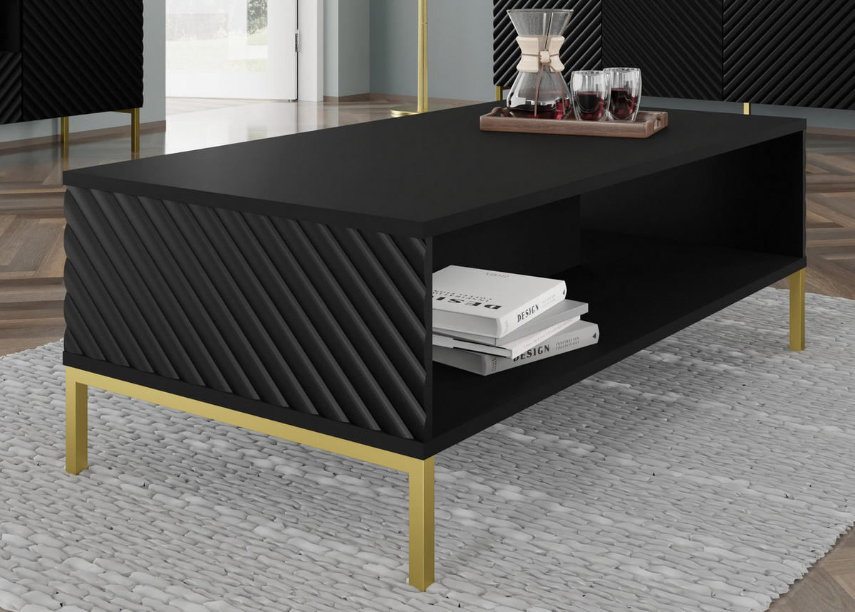 COUCHTISCH Schwarz, Gold 90/43/60 - Goldfarben/Schwarz, Holzwerkstoff (90/43/60cm) - RAUMHIRSCH FURNITURE