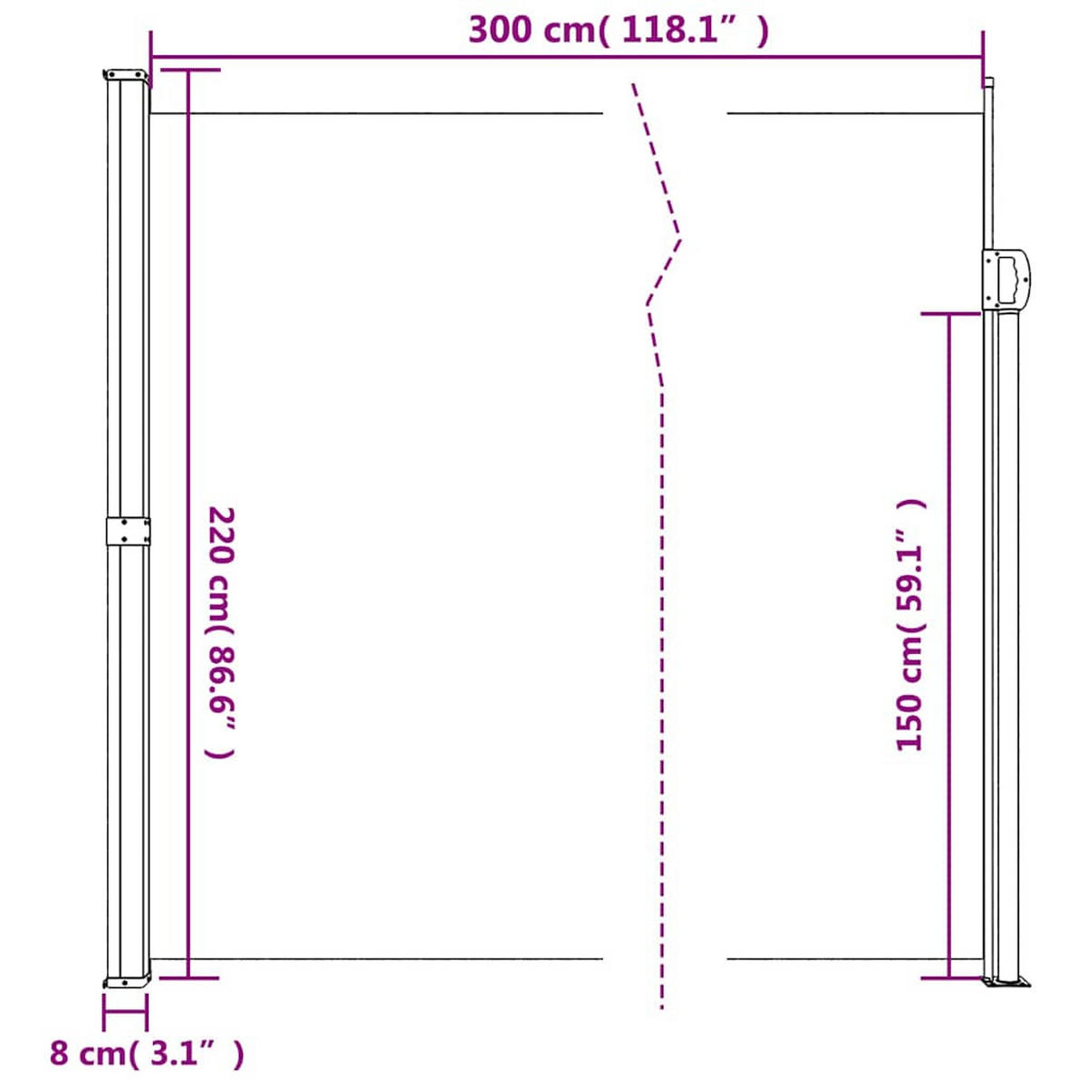 SEITENMARKISE Ausziehbare Anthrazit 220/300 Cm - Anthrazit, Textil (220/300cm) - vidaXL