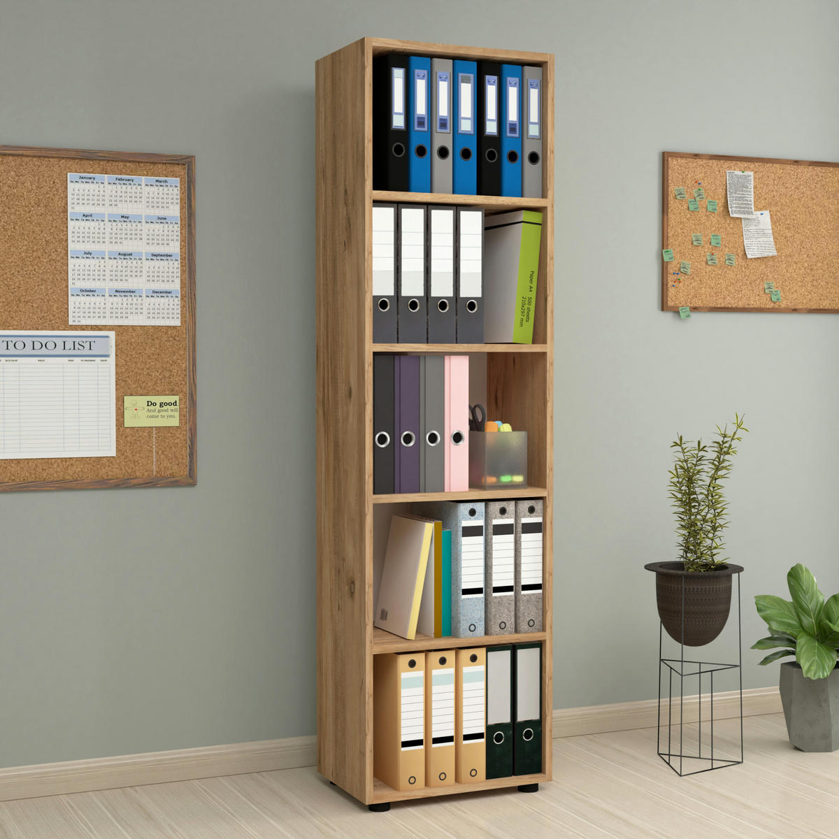 BÜCHERREGAL Vara - Eichefarben, Holzwerkstoff (49/178/30cm) - [en.casa]