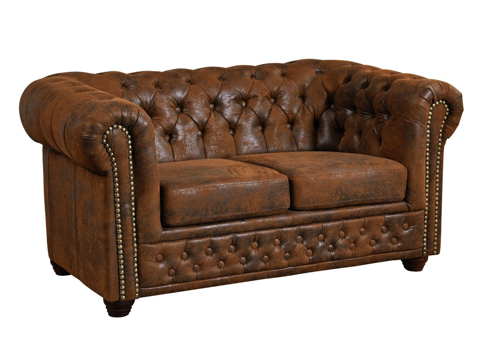 SOFA 148x86x72 braun CHESTERFIELD - Braun, Leder (148/72/86cm) - Massivmoebel24