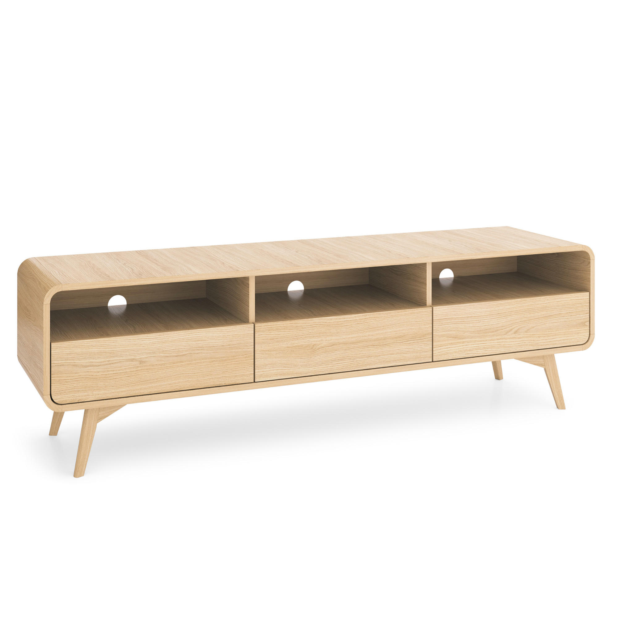LOWBOARD TV CORNWALL RTV1 Abgerundeter Korpus Eiche Eiche - Eichefarben/Braun, Holz/Holzwerkstoff (180/53/39cm) - Komodee