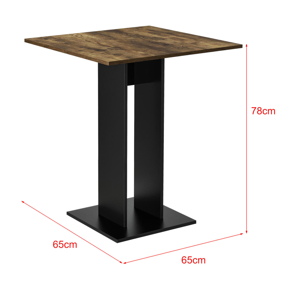 KÜCHENTISCH Lindesnes - Walnussfarben/Schwarz, Holzwerkstoff (65/65/78cm) - [en.casa]