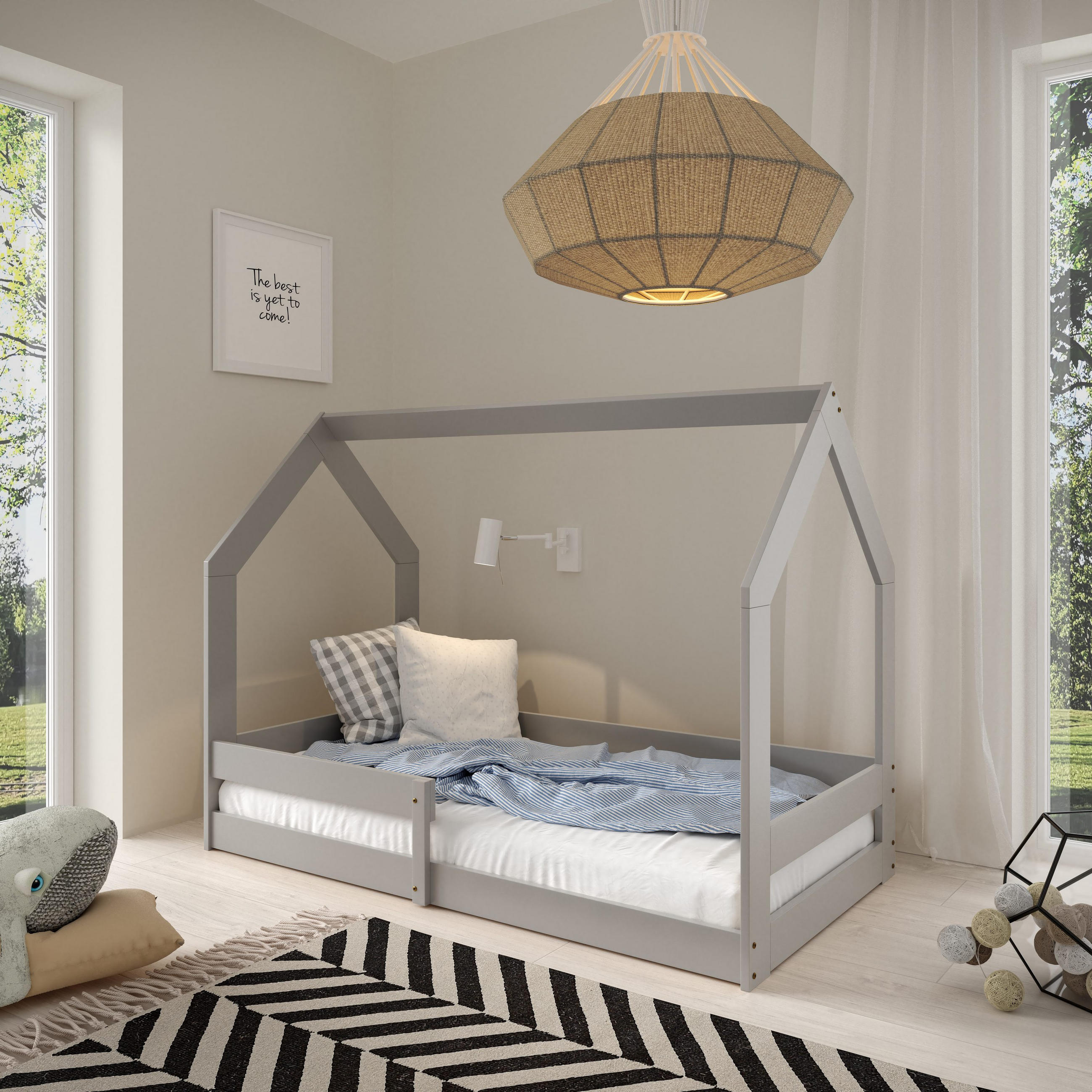 KINDERBETT FLORA 80x160 cm Hellgrau - Hellgrau, Holz (80/160cm) - MASSENO