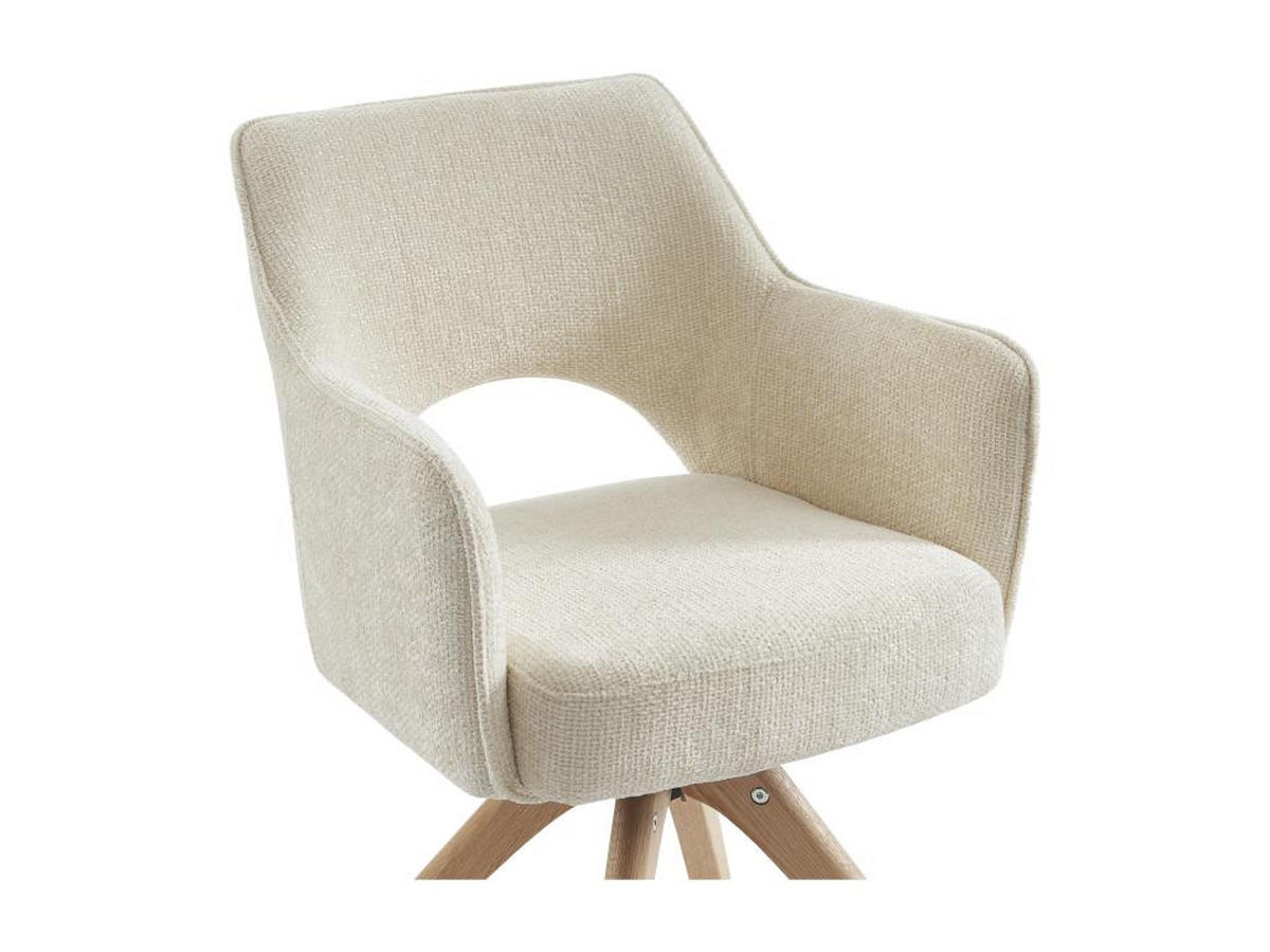 BÜROSTUHL Drehstuhl mit Armlehnen 2er-Set - Stoff & Eiche - Cremefarben - KONYA - Creme, Textil (61.5/79.5/57cm) - Vente-Unique