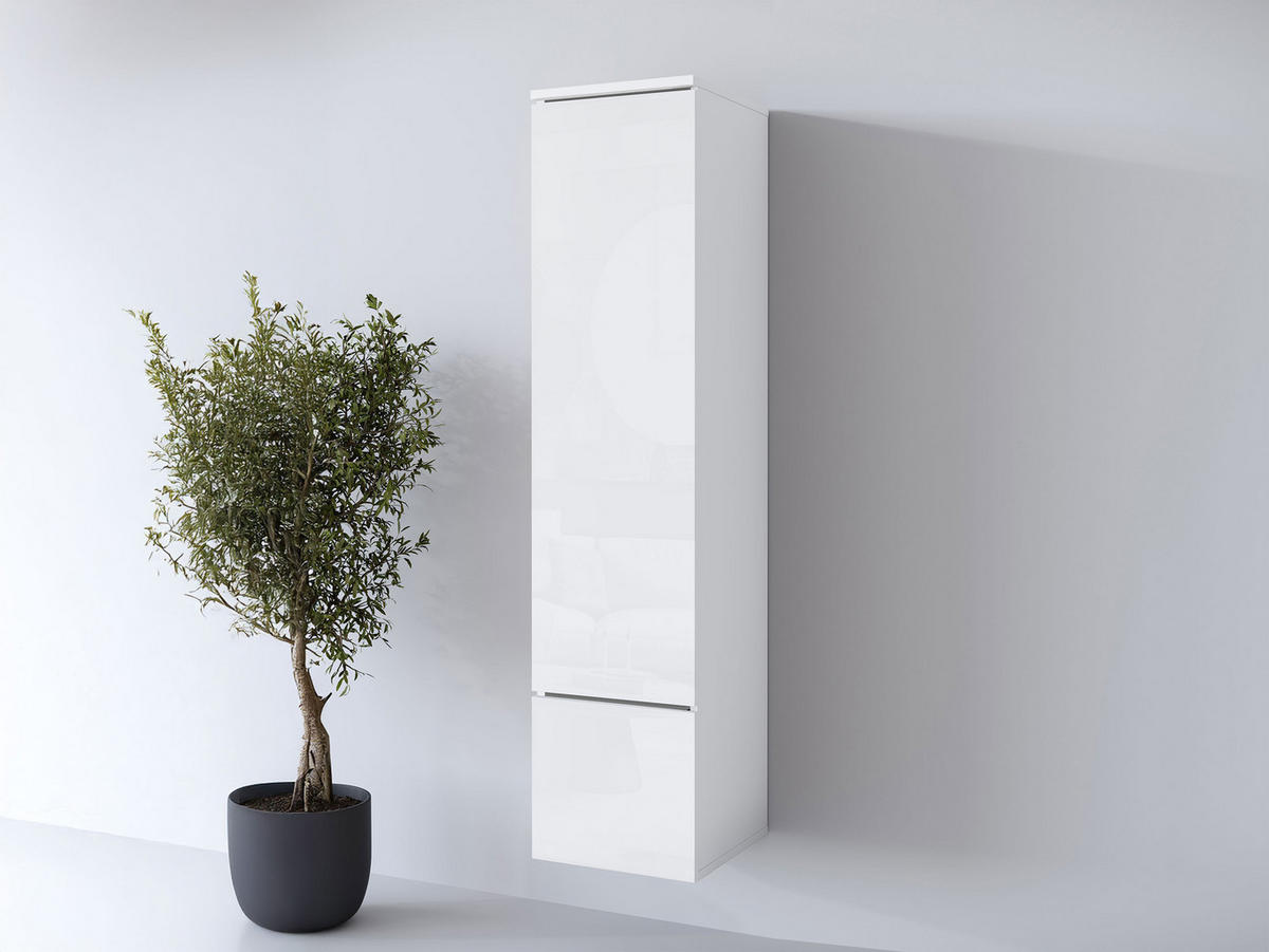 HÄNGEVITRINE Vera 001 mit LED Beleuchtung - Weiß Hochglanz/Alufarben, Holzwerkstoff/Kunststoff (30/130/33cm) - MIRJAN24
