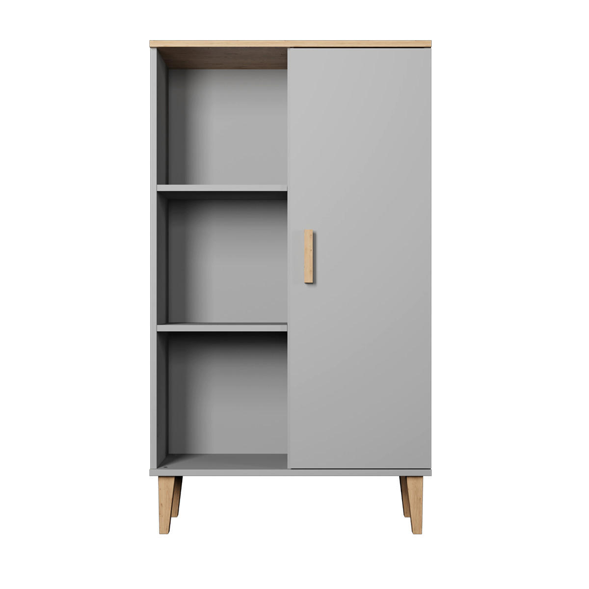KNIHOVNA Denver Šedá - šedá, kompozitní dřevo (80/120/35cm) - Petits-meubles